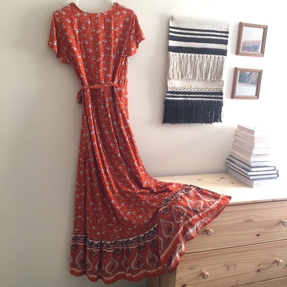 Patterned Maxi Wrap Dress - Picture 2 of 9